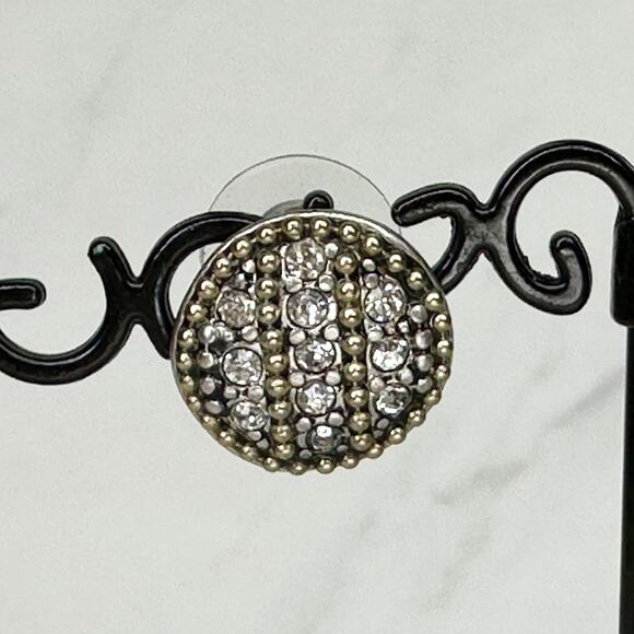 Chico's Rhinestone Studded Stud Earrings Pierced Pair - Picture 4 of 9